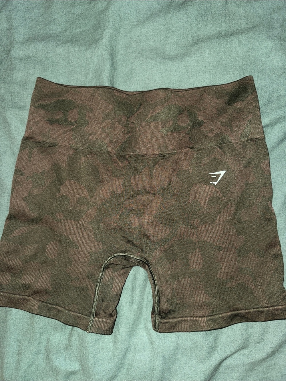 Gymshark Brown Camo High-Waist Bike Shorts